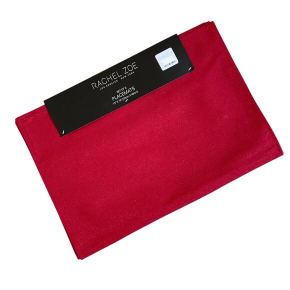 6pc Rachel Zoe Holiday Red Sparkle Placemats 13x19 Chic Christmas Decor New - Picture 3 of 12